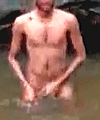 Naked Indian Man In A River