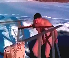 Big Man Takes An Ice Bath