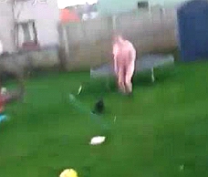 Naked Lad On A Trampoline