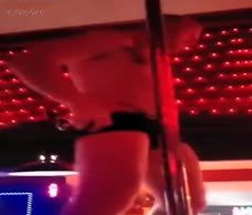 Ginger Cal Does A Pole Dance