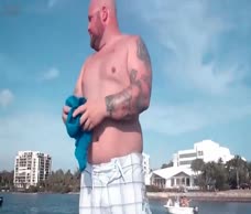 Fat Guy Jumps Naked