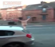 Lad Runs Across The Road Naked