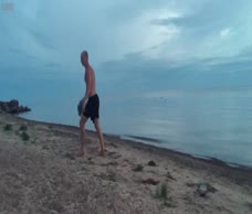 Russian Dude Swims Naked 