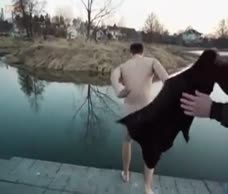 Russian Lad Swims Naked