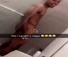 Black Lad Wanks In Shower
