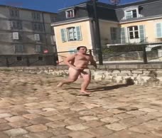 Fat Lad Goes For A Swim