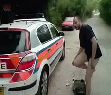 Andy On A Police Car