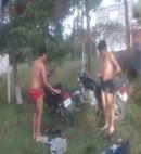 Asian Lads Motorbike Naked