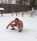 Muscle Man Does A Naked Snow Angel