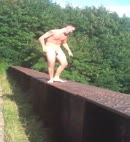 Naked Lad Jumps Off A Bridge