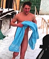Naked Man Takes An Ice Bath