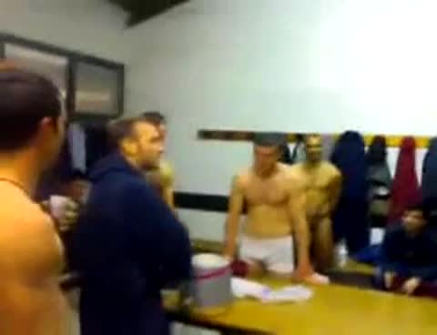 Italian Footballers In The Locker Room