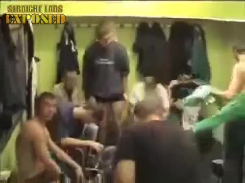 Naked Football Players Celebrating In The Showers