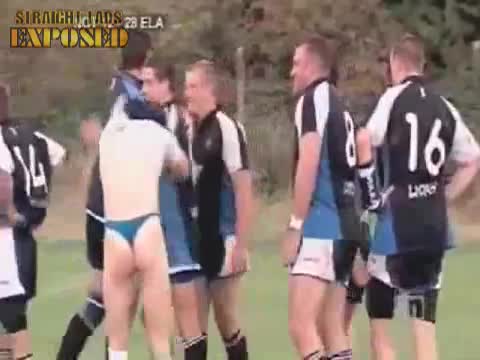 Rugby Player Strips To Thong