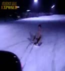 Naked Lad On A Sledge