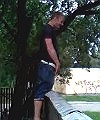 Guy Taking A Piss Standing Fence 