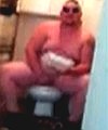 Fat Man Eating Chinese In The Toilet