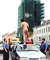 Naked Russian Madman On Cop Car