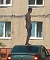 Naked Russian Man On Car