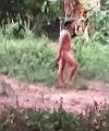 Naked Lad Runs In Forest