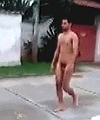 Naked Man Walking On The Street