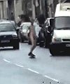 Guy Skates Down Hill Naked