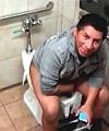 Hispanic Man In The Toilet