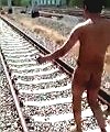 Asian Man On Railway