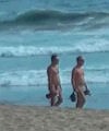 Two Old Naked Men At The Beach