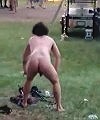 Naked Guy Cutting A Rug 