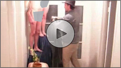 Kiwi lad hangs coat on mate's erect penis