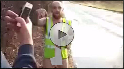 Naked builder showing penis