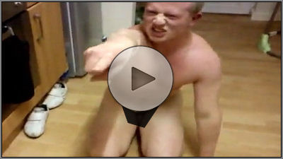 Straight lad fools around naked at a party